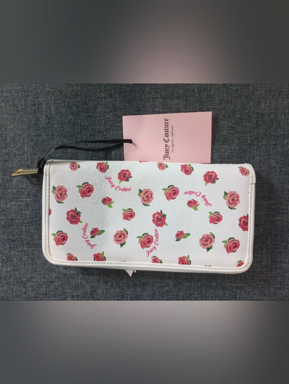 Juicy Couture "Romantic Rose" Mega ZipAround White Continental Wallet Clutch NWT